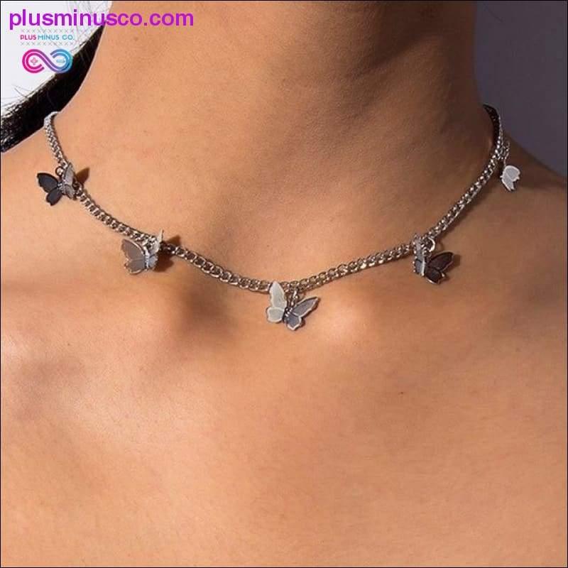 Butterfly Necklace Vintage Metallic Golden Large Chain - plusminusco.com