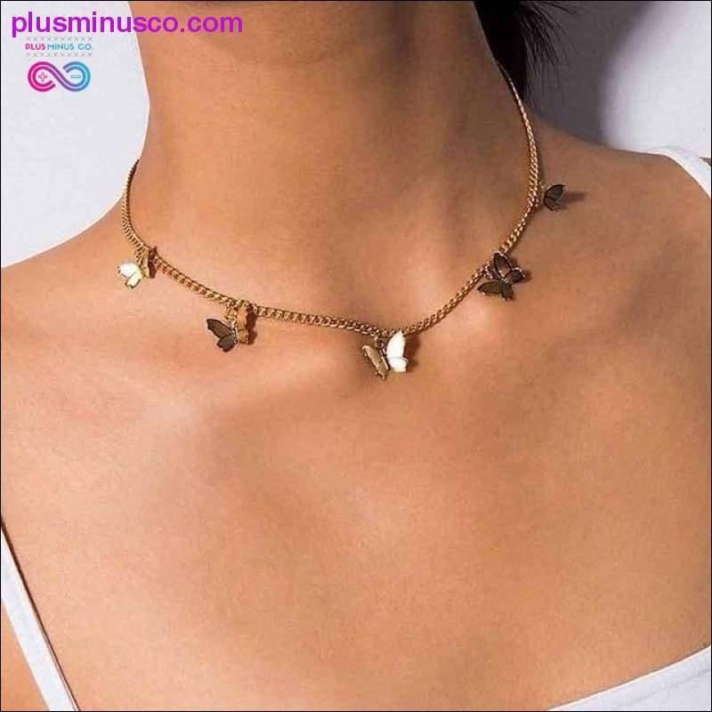 Butterfly Necklace Vintage Metallic Golden Large Chain - plusminusco.com