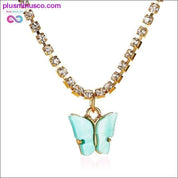 Butterfly Pendant Colorful Cubic Zirconia Necklace for Women - plusminusco.com