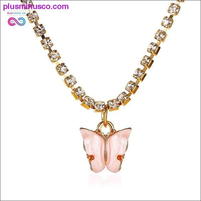 Přívěsek motýl Barevný náhrdelník z kubických zirkonů pro ženy - plusminusco.com