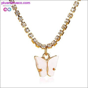 Butterfly Pendant Colorful Cubic Zirconia Necklace for Women - plusminusco.com