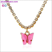 Butterfly Pendant Colorful Cubic Zirconia Necklace for Women - plusminusco.com