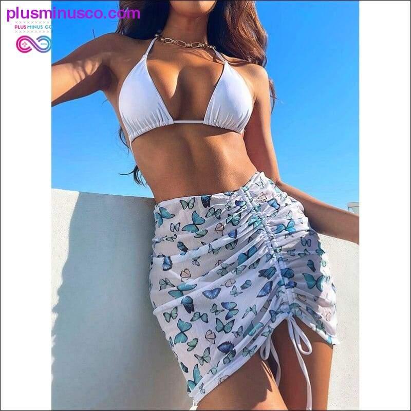 Butterfly Print 3-Piece Bikini - plusminusco.com