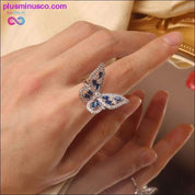 Кольцо «Бабочка» Роскошное блестящее женское кольцо для коктейльной вечеринки, изящные регулируемые кольца, высококачественные яркие медные кольца-бабочки с цирконом, - plusminusco.com