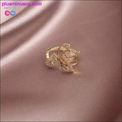 Butterfly Ring Luxury Shiny Cocktail Party Ring for Women, Dainty Adjustable Rings, High Grade Bright Copper Zircon Butterfly Rings, - plusminusco.com