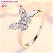 Anillo de circonita de cristal brillante de mariposa para mujer princesa - plusminusco.com