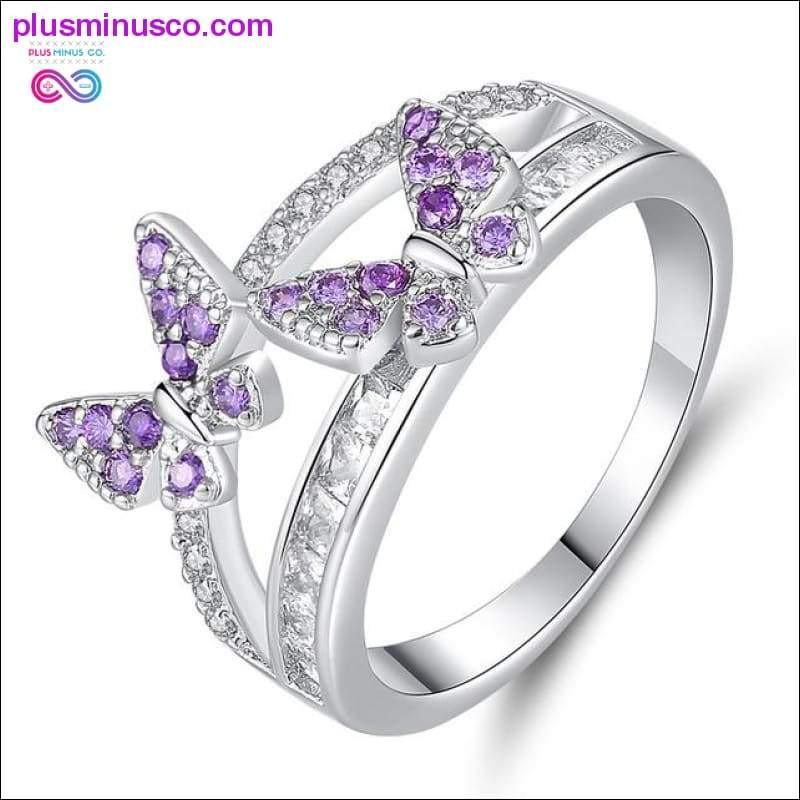 Butterfly Shining Crystal Zircon Ring for Women Princess - plusminusco.com