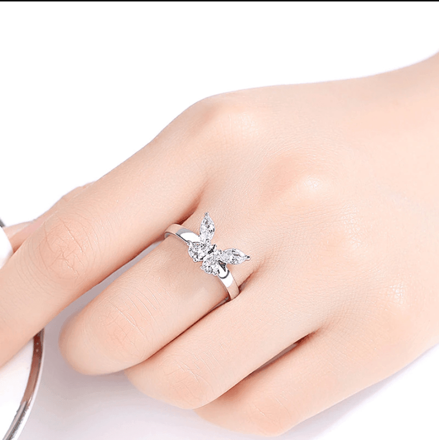 Butterfly Shining Crystal Zircon Ring for Women Princess - plusminusco.com