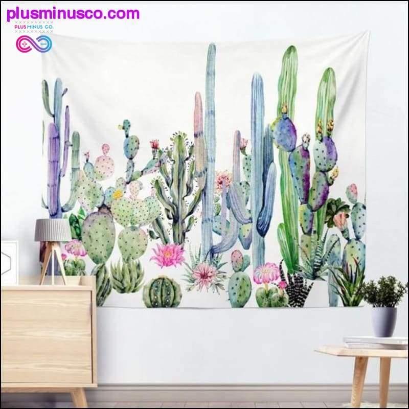 Kaktus Akvarell hengende veggtepper Mandala Bohemian - plusminusco.com