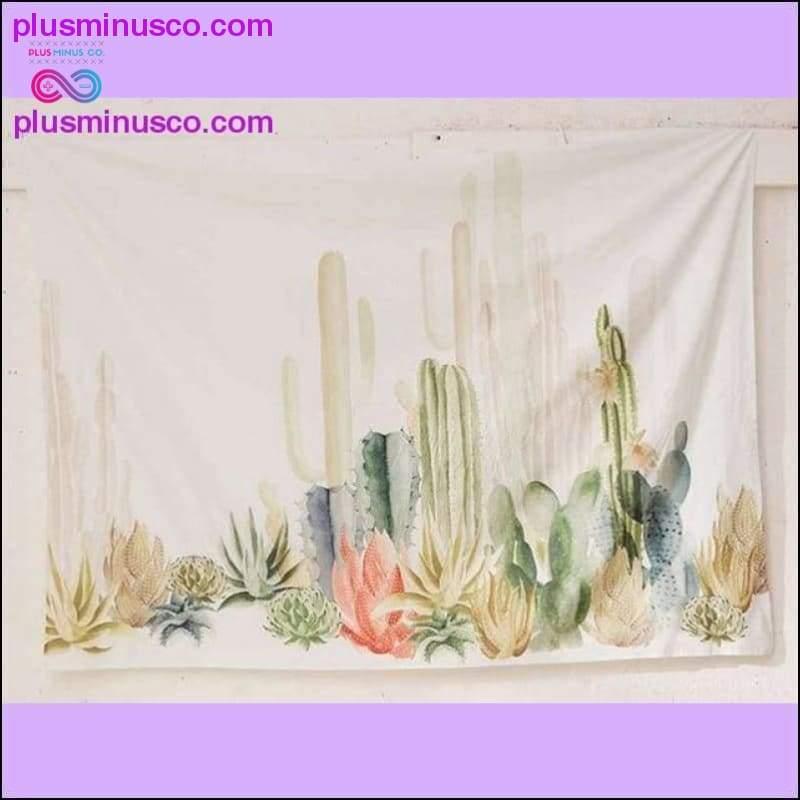 Tapisseries murales suspendues aquarelle cactus Mandala bohème - plusminusco.com