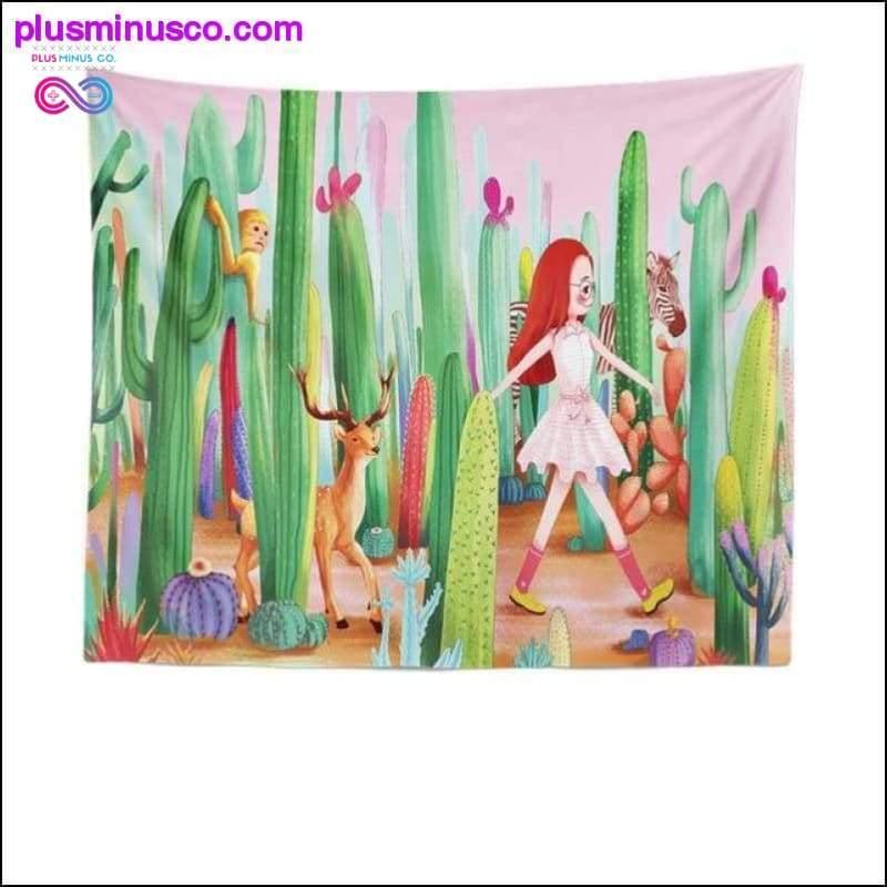 Kaktusové akvarelové nástenné tapisérie Mandala Bohemian - plusminusco.com