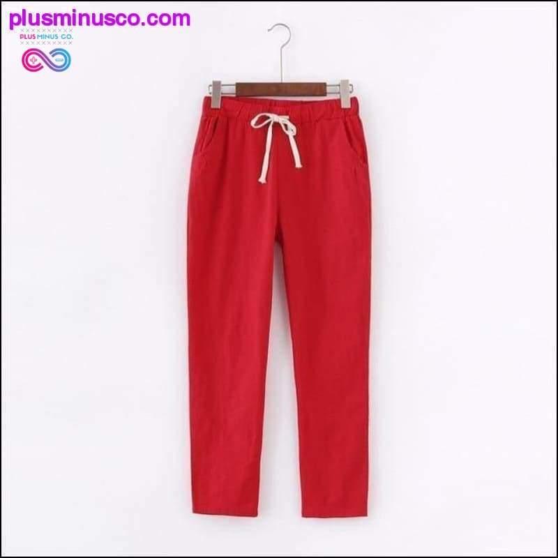 Летнія жаночыя штаны Candy Colours Pantalon Femme на шнуроўцы - plusminusco.com