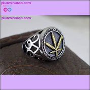 Cannabis Symbol rozsdamentes acél gyűrű || PlusMinusco.com - plusminusco.com