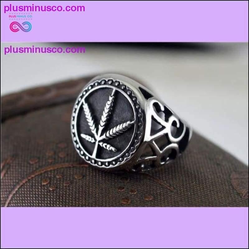 Σύμβολο κάνναβης Δαχτυλίδι από ανοξείδωτο χάλυβα || PlusMinusco.com - plusminusco.com