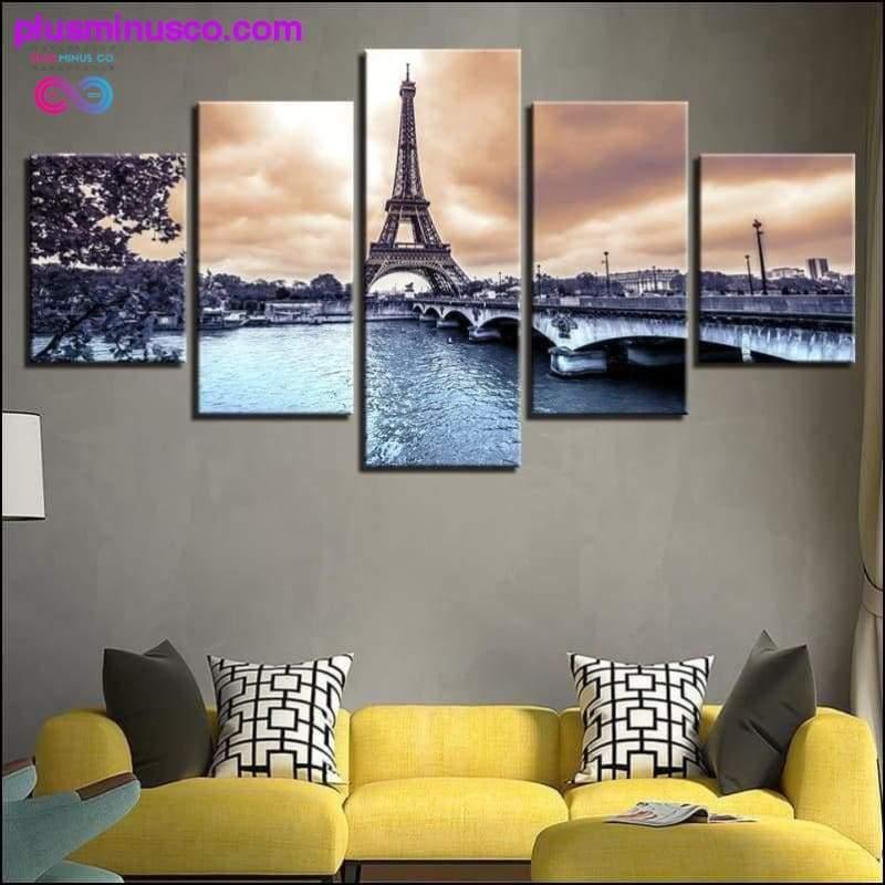Lienzo Impresiones en HD Imágenes Arte de la pared de la habitación 5 piezas París - plusminusco.com