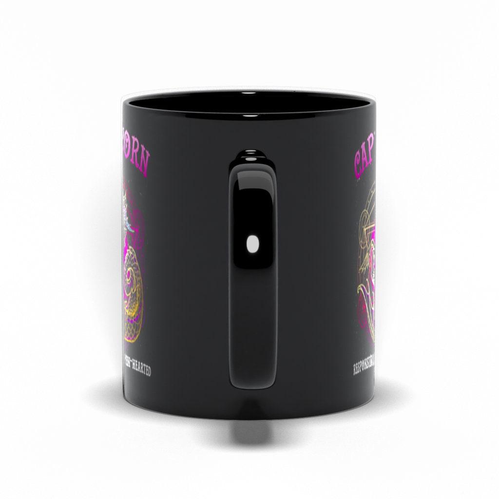 Capricorn | Responsible, Caring ,Open-Hearted Black Mugs - plusminusco.com