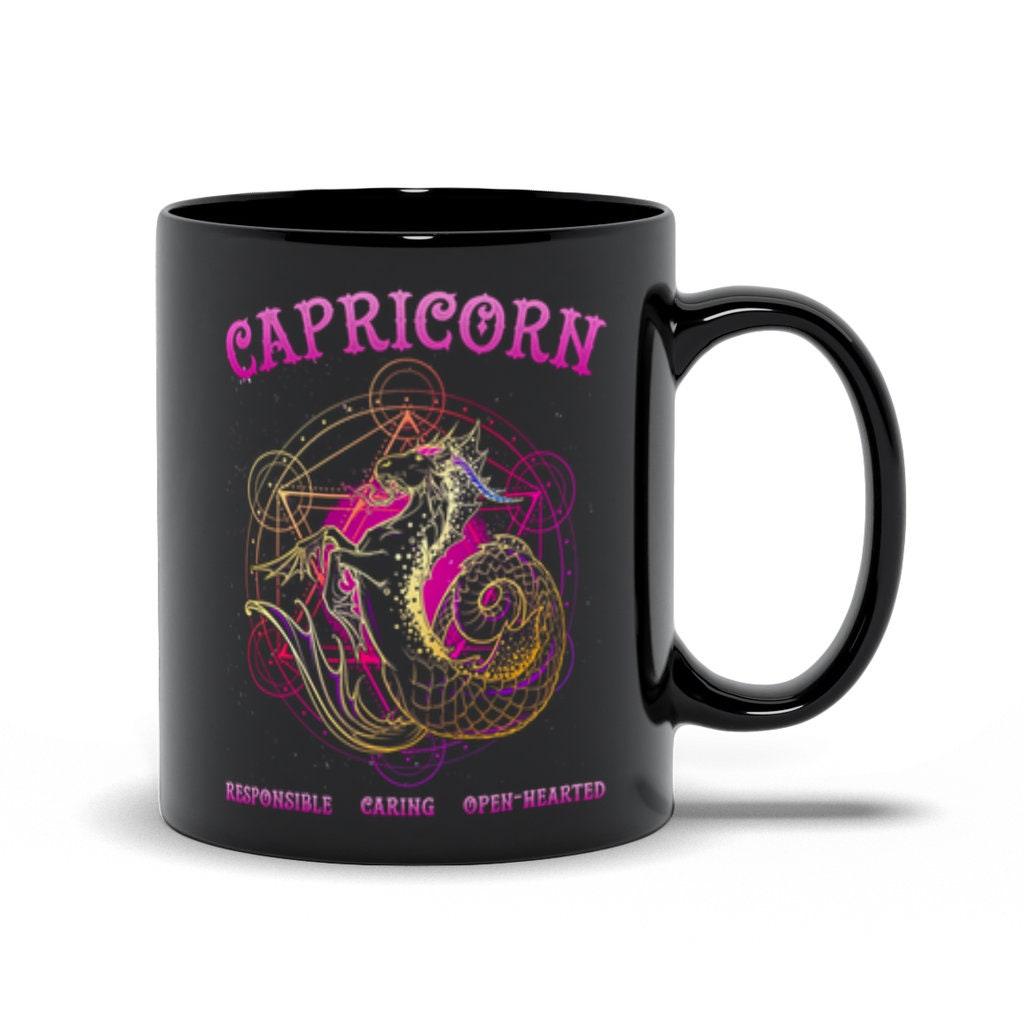 Capricorn | Responsible, Caring ,Open-Hearted Black Mugs astrological sign, astrology, birthday gift, capricorn, capricorn birthday, capricorn gift, capricorn zodiac, constellation, December Born, horoscope, zodiac, zodiac sign, zodiac signs - plusminusco.com
