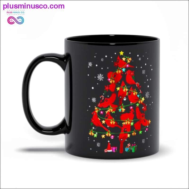 Cardinal Bird Christmas Tree Black Mugs - plusminusco.com