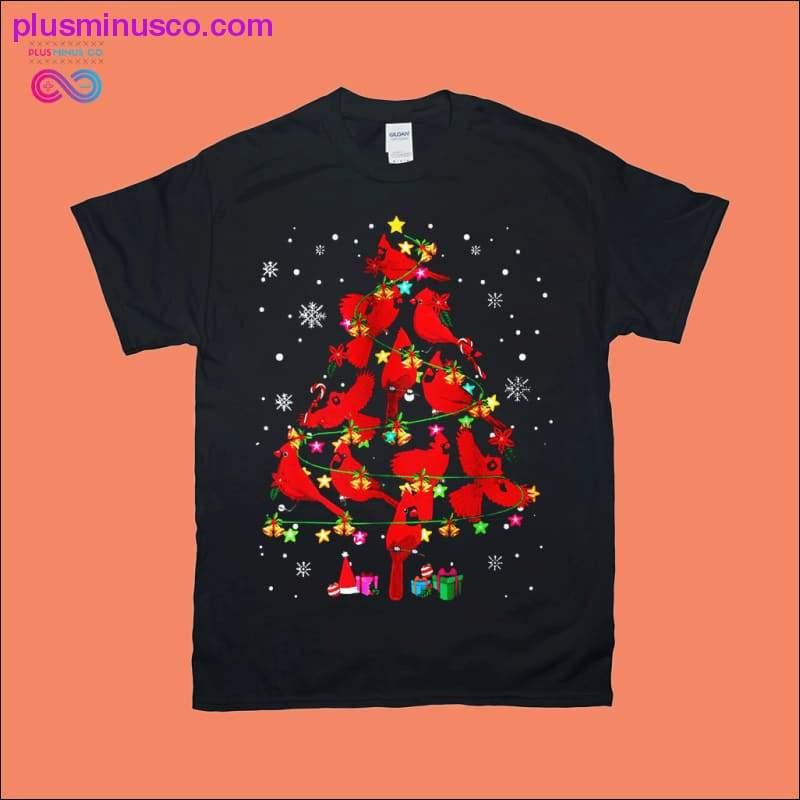 Cardinal Bird 크리스마스 트리 티셔츠 - plusminusco.com