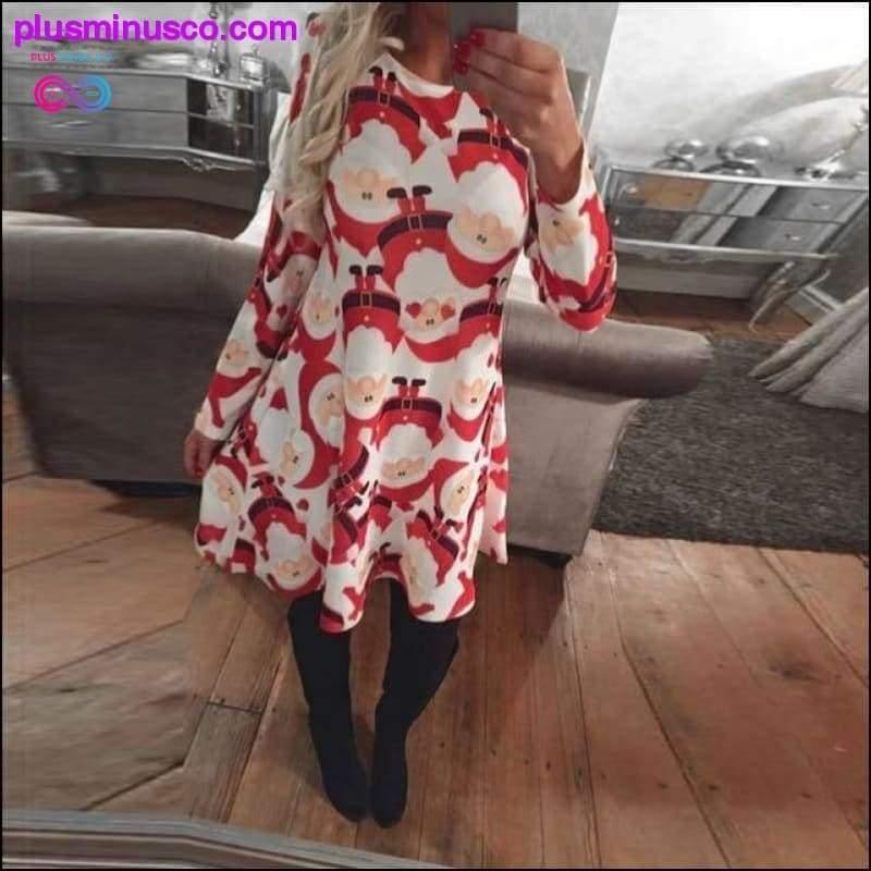 Casual Cartoon Print Christmas Dress with Plus Sizes - plusminusco.com