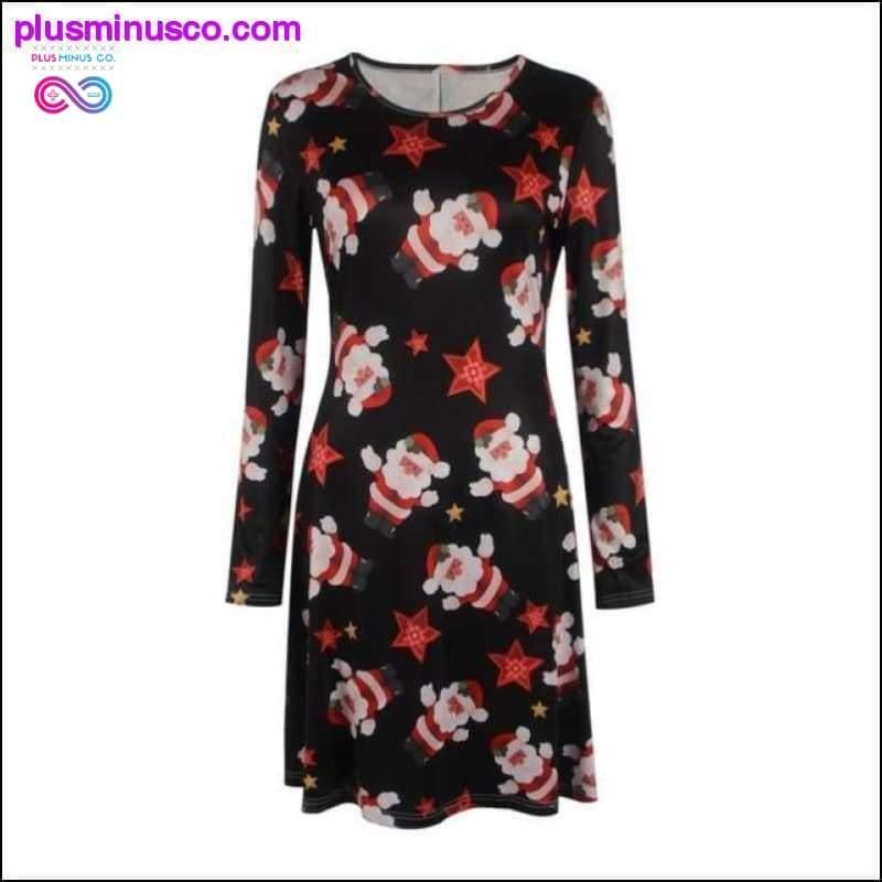 Casual Cartoon Print Christmas Dress with Plus Sizes - plusminusco.com