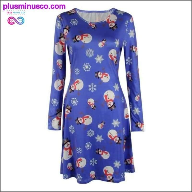Ежедневна коледна рокля с шарени щампи с големи размери - plusminusco.com