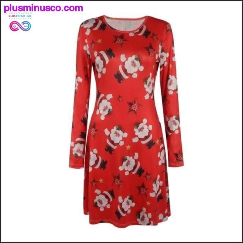 Casual Cartoon Print Christmas Dress with Plus Sizes - plusminusco.com