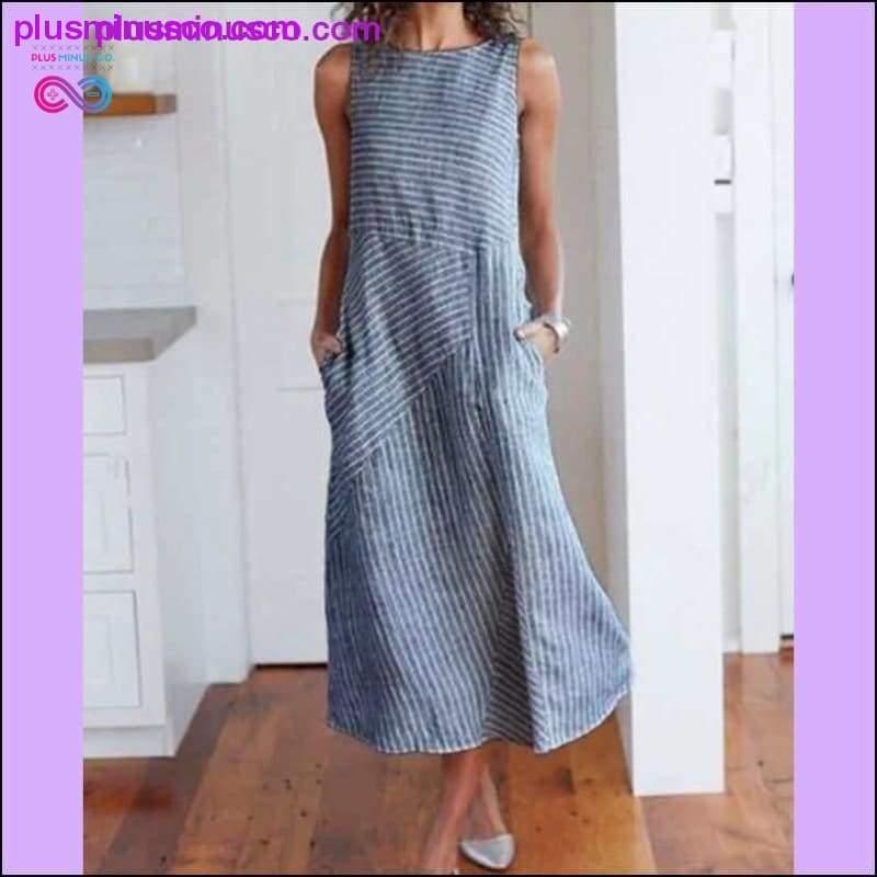 Casual Maxi Dress Sleeveless Linen Women Long Summer Dress - plusminusco.com