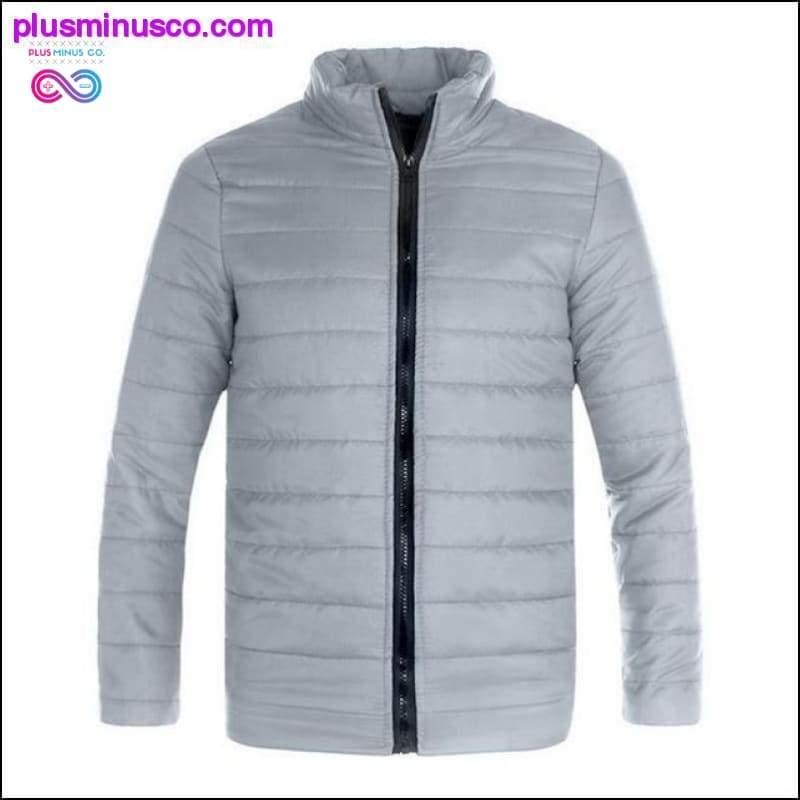 Casual Wave Cut Slim Fit Stand Collar Parka with Zipper for - plusminusco.com