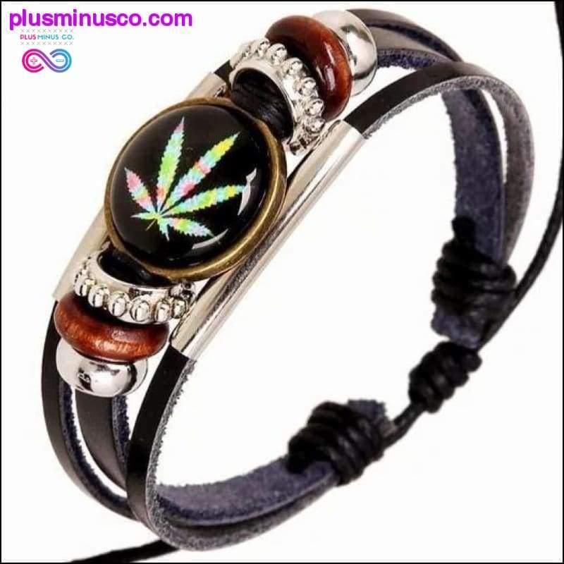 Casual Weed Wrap Charm Handmade leather Bracelets - plusminusco.com