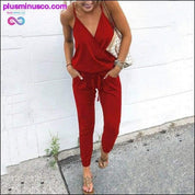 Casual Women Ladies Summer Holiday Long Playsuit V-neck - plusminusco.com