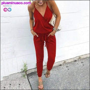 Casual Women Ladies Summer Holiday Long Playsuit V-neck - plusminusco.com