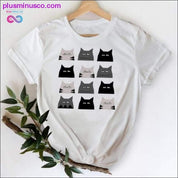 Cat Face Funny Cartoon Girl Printing 90s Spring Summer Top - plusminusco.com