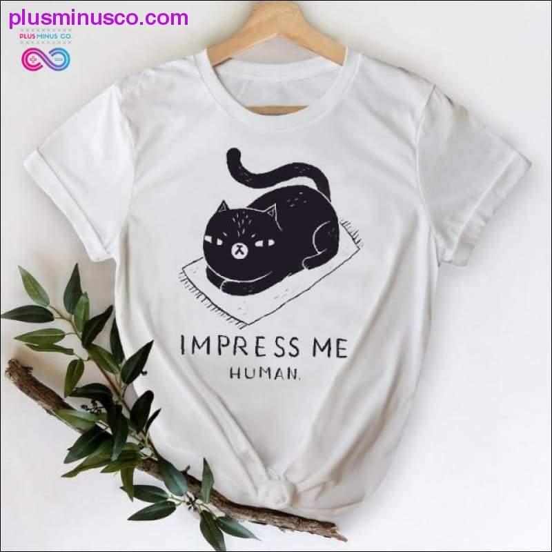 Cat Face Funny Cartoon Girl Printing 90s Spring Summer Top - plusminusco.com