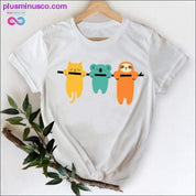 Cat Face Funny Cartoon Girl Printing 90s Spring Summer Top - plusminusco.com
