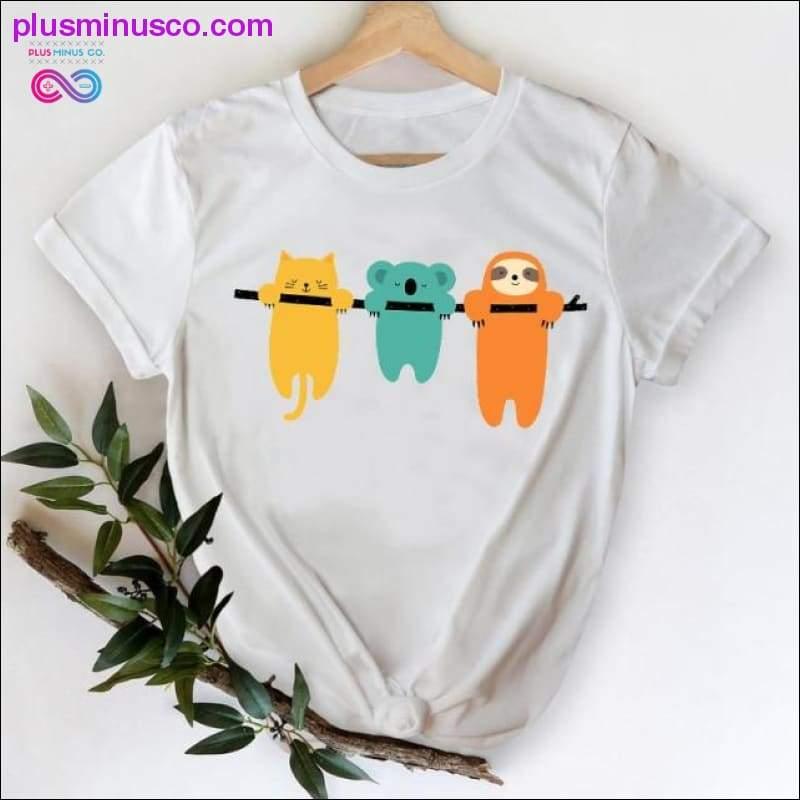 Cat Face Funny Cartoon Girl Printing 90s Spring Summer Top - plusminusco.com