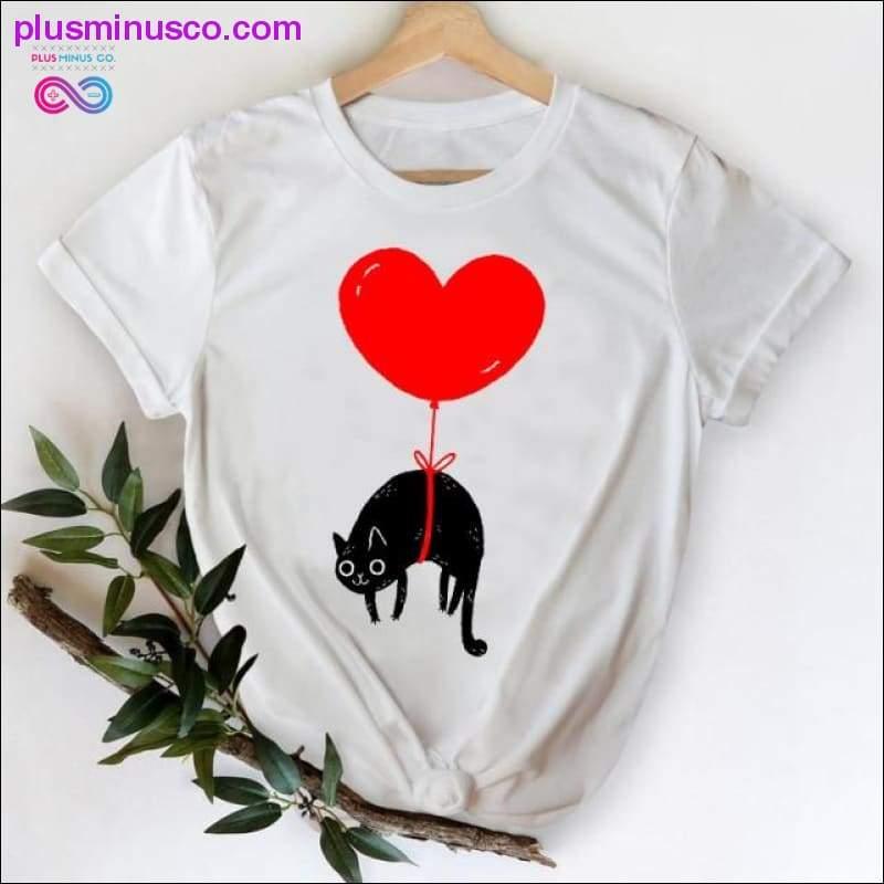 Cat Face Funny Cartoon Girl Printing 90s Spring Summer Top - plusminusco.com