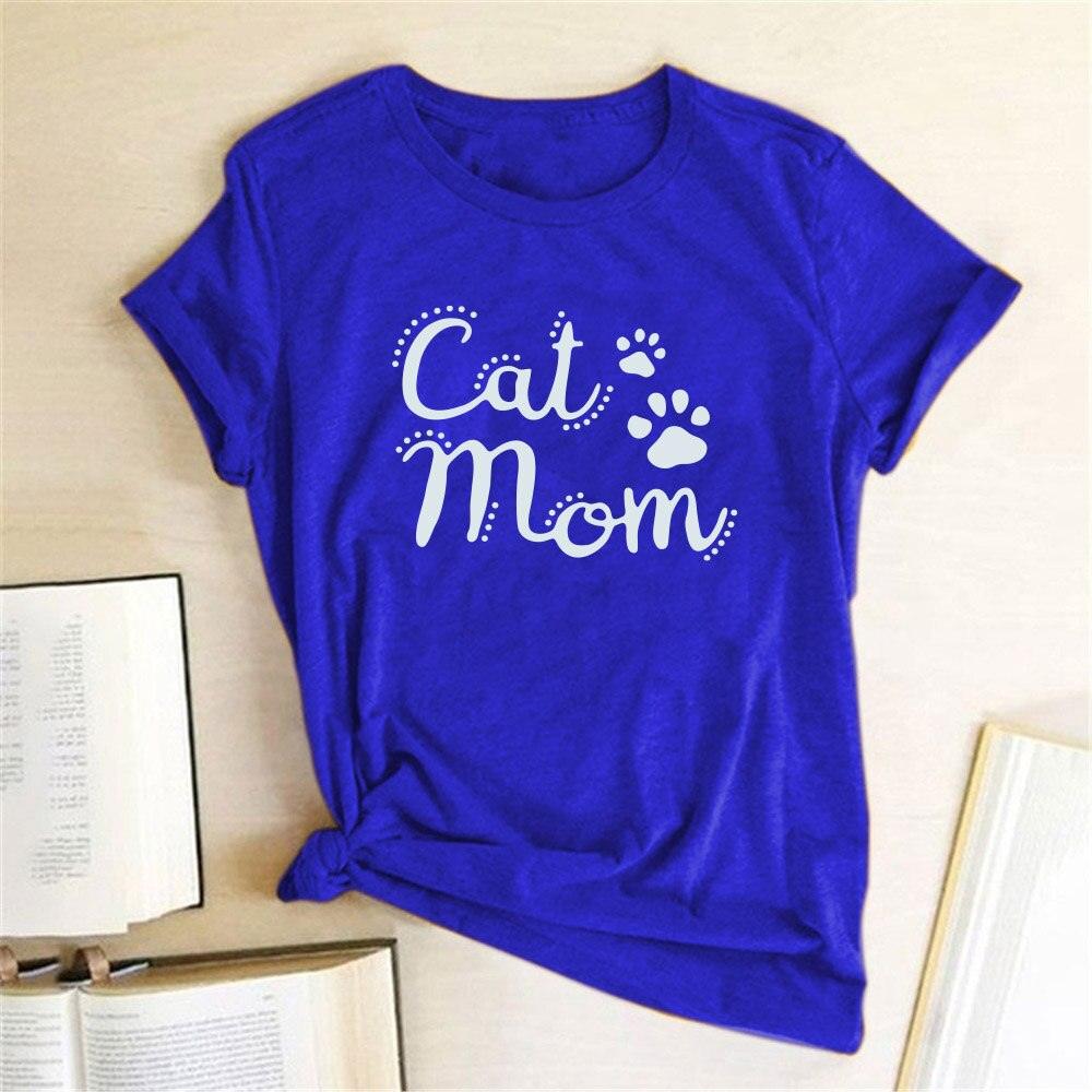 Cat Mom Print Funny Women T-shirt Casual Short Sleeve Summer Cut T-shirt Women Clothes Harajuku Tee Shirts Camisetas Mujer Tops - plusminusco.com