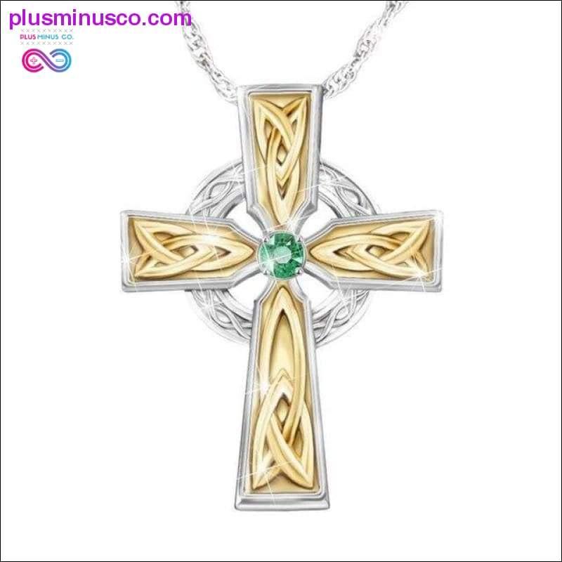 Celtic Green Zircon Woman Double Color Cross Religious - plusminusco.com