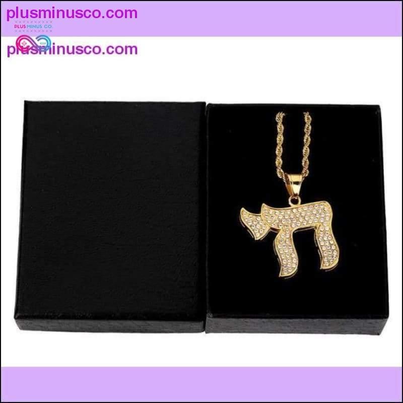CHAI Еврейский символ со стразами, позолоченный кулон - plusminusco.com