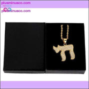 CHAI El símbolo judío Colgante de diamantes de imitación chapado en oro - plusminusco.com
