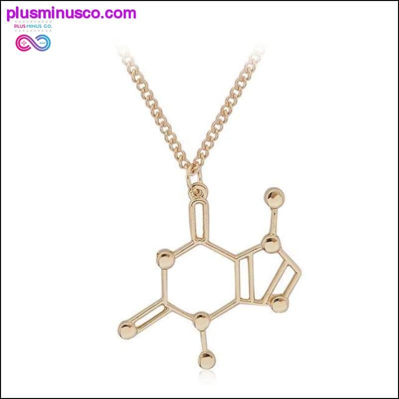Colar com pingente de estrutura de molécula de teobromina de CHOCOLATE - plusminusco.com
