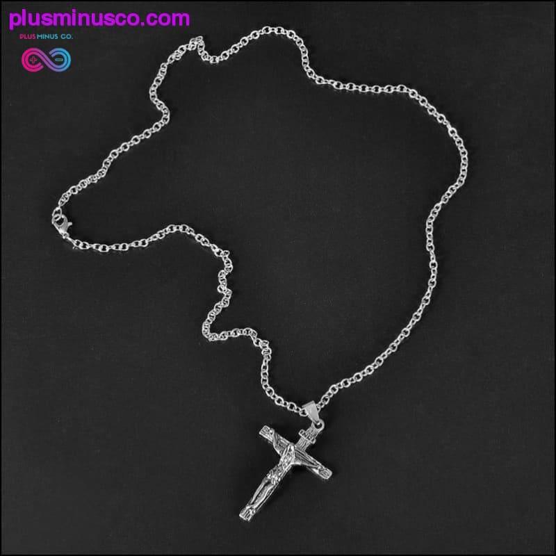 Colar com pingente cristão masculino joias da moda crucifixo - plusminusco.com