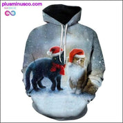 Julehøst-vinter-hettegenser med 3D-utskrift Old Man and Elk - plusminusco.com