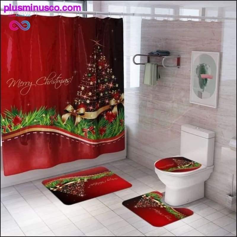 Perdele cu model de Crăciun Husă de toaletă Covor antiderapant Home - plusminusco.com