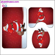 Cortina con estampado navideño, cubierta para inodoro, alfombra antideslizante para el hogar - plusminusco.com