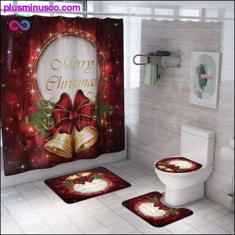Christmas-patterned Curtain Toilet Cover Non-slip Rug Home - plusminusco.com