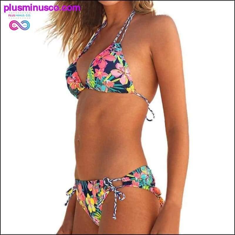 Color Flower Leaf Swim Bikini Two Piece Colorful Hanging - plusminusco.com
