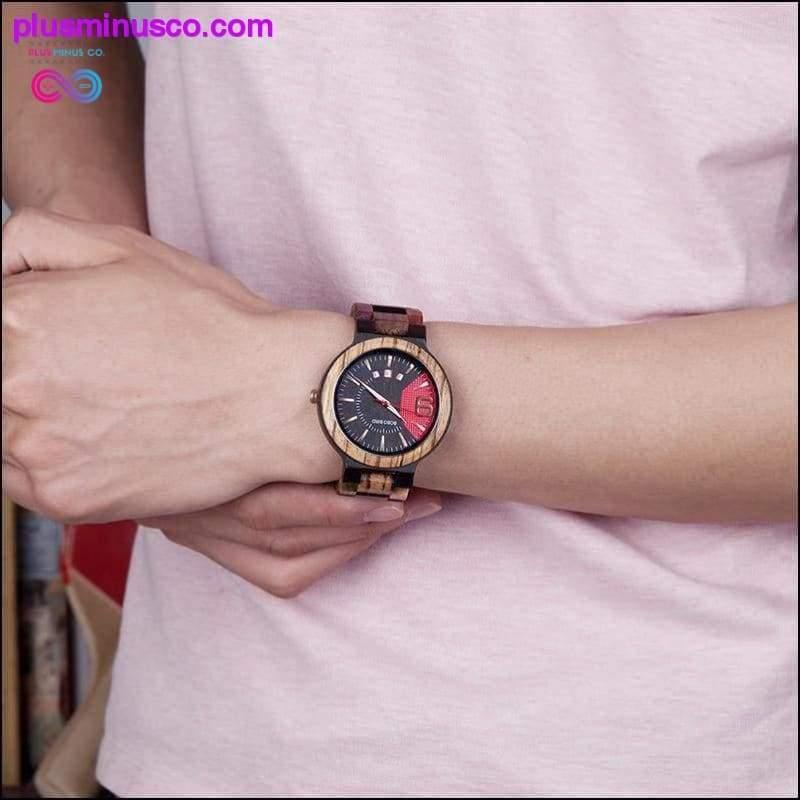 Relógios coloridos de madeira de luxo para homens com pulseira de madeira e - plusminusco.com