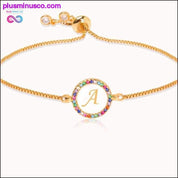 Bracelet coloré avec 26 lettres en zircon arc-en-ciel pour femme - plusminusco.com